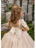 Ivory Lace Tulle Flower Girl Dress With Blush Pink Lining